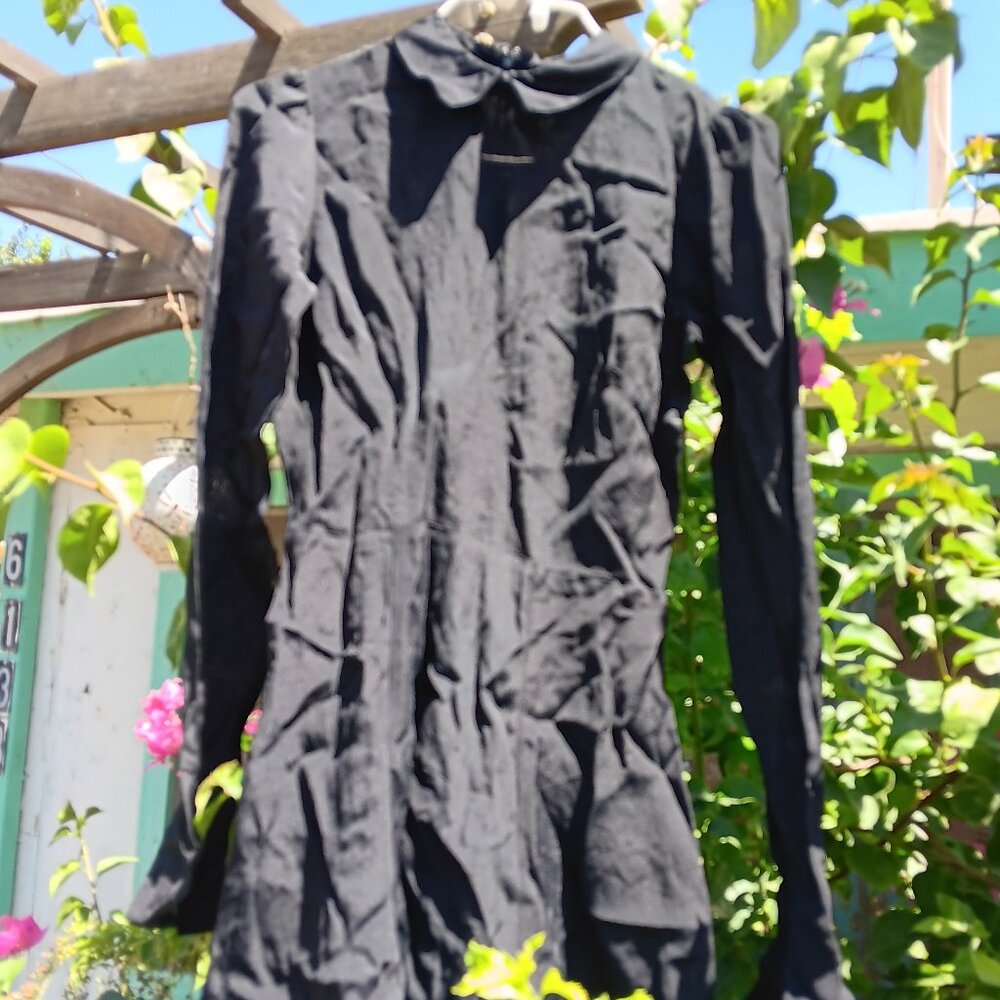 Reformation black long sleeve collared mini dress